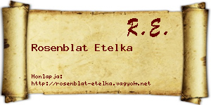Rosenblat Etelka névjegykártya